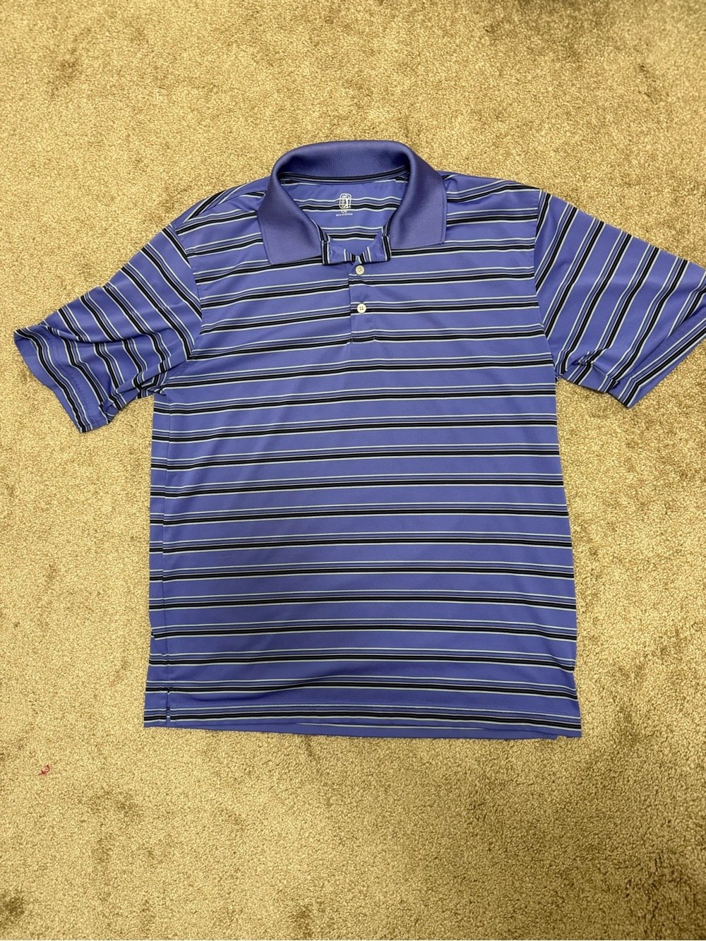 PGA Tour PurpleStriped Men's Polo. F9